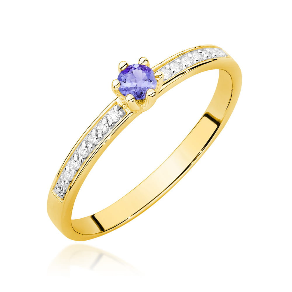 Inel Aur 14K cu Tanzanit 0.15 ct si Diamante Naturale 0.07 ct