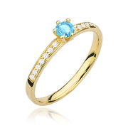 Inel Aur 14K cu Topaz Swiss și Diamante