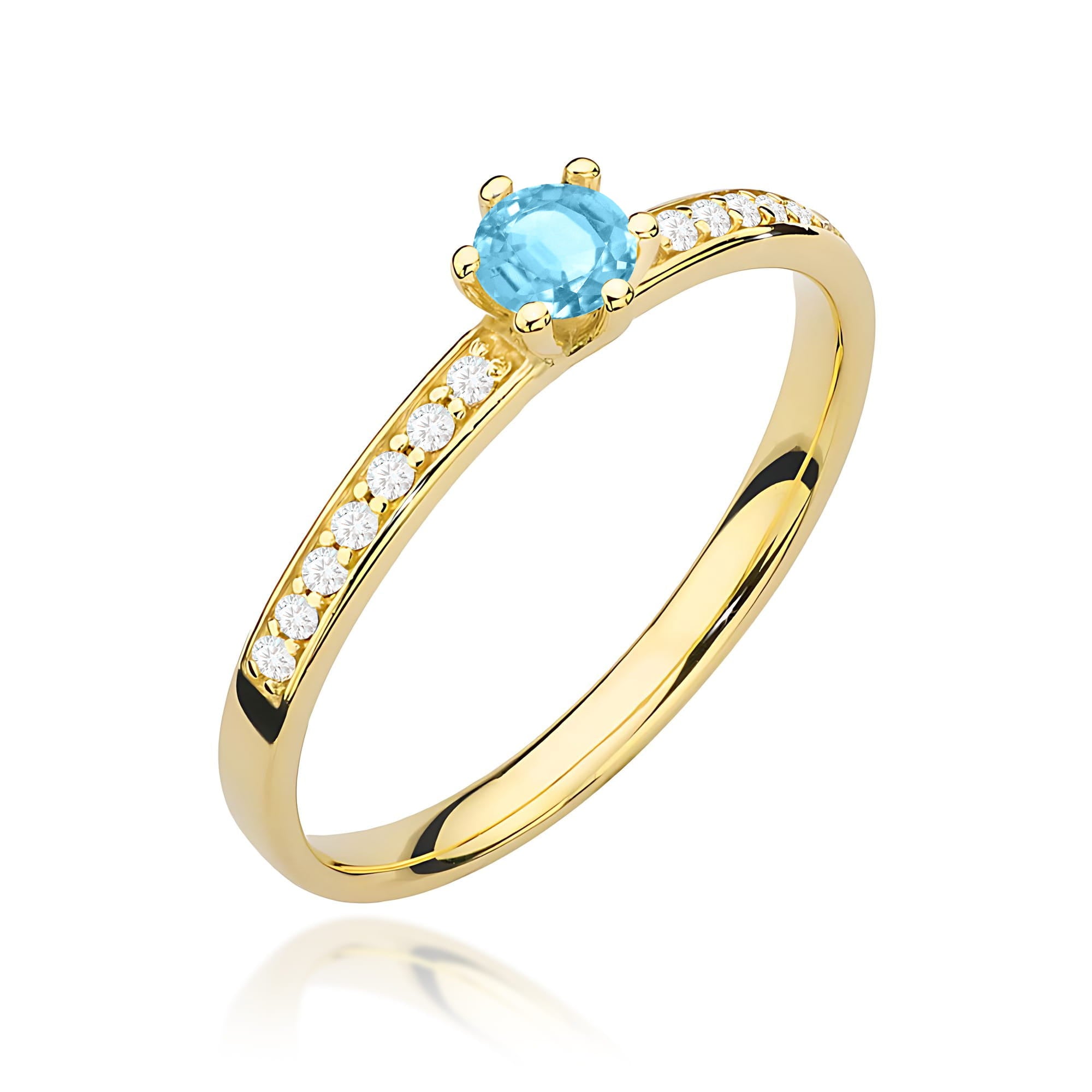 Inel Aur 14K cu Topaz Swiss și Diamante