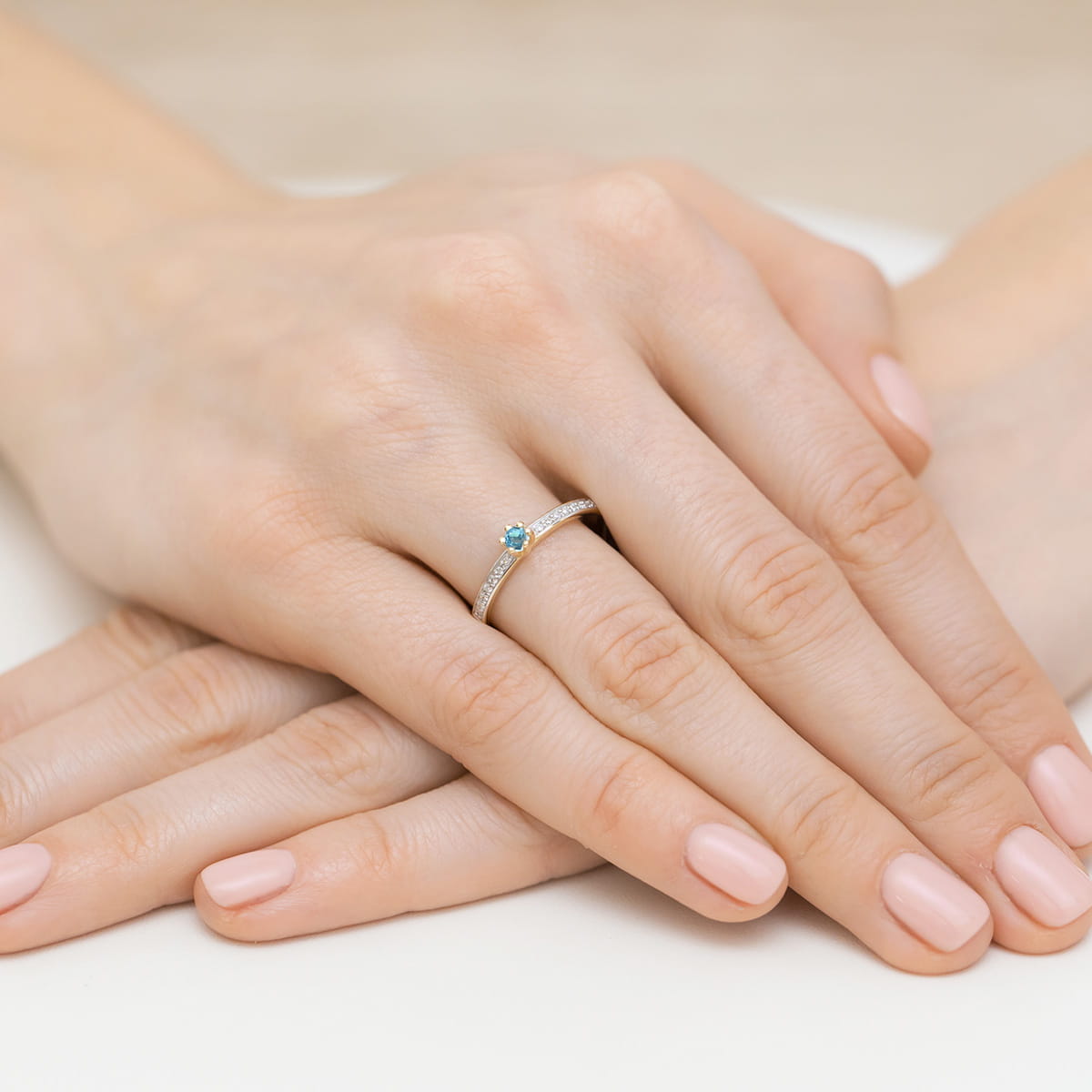 Inel Aur 14K cu Topaz Swiss și Diamante