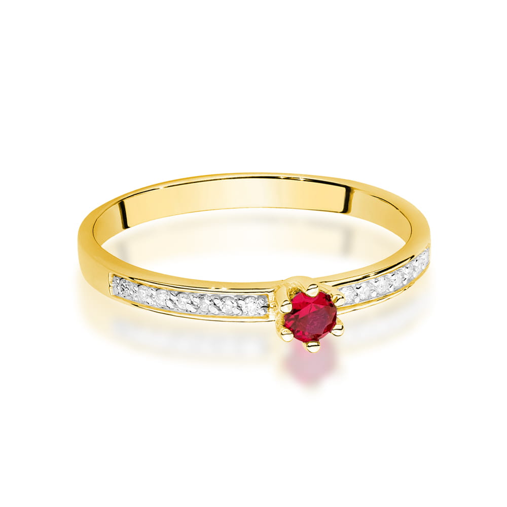 Inel Aur 9K cu Rubin 0.15 ct si Diamante Naturale 0.07 ct