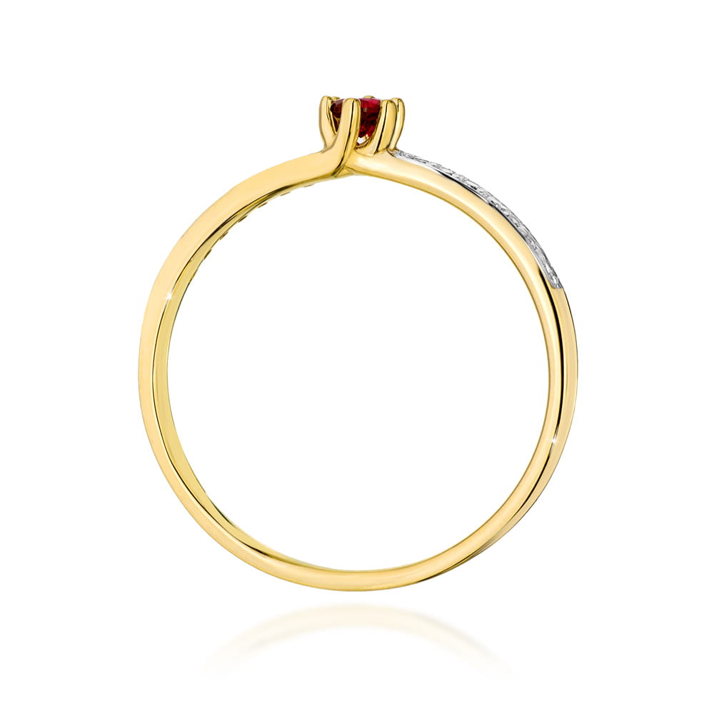 Inel Aur 9K cu Rubin 0.15 ct si Diamante Naturale 0.07 ct