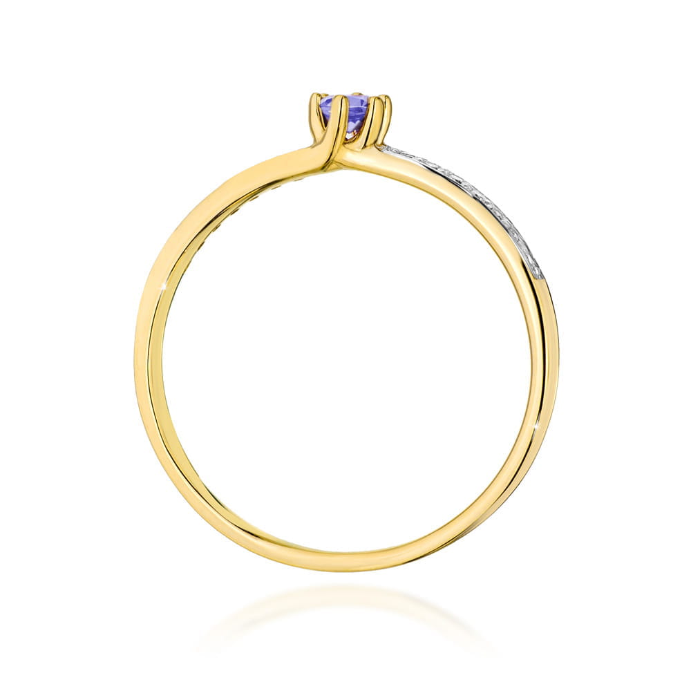 Inel Aur 9K cu Tanzanit 0.15 ct si Diamante Naturale 0.07 ct