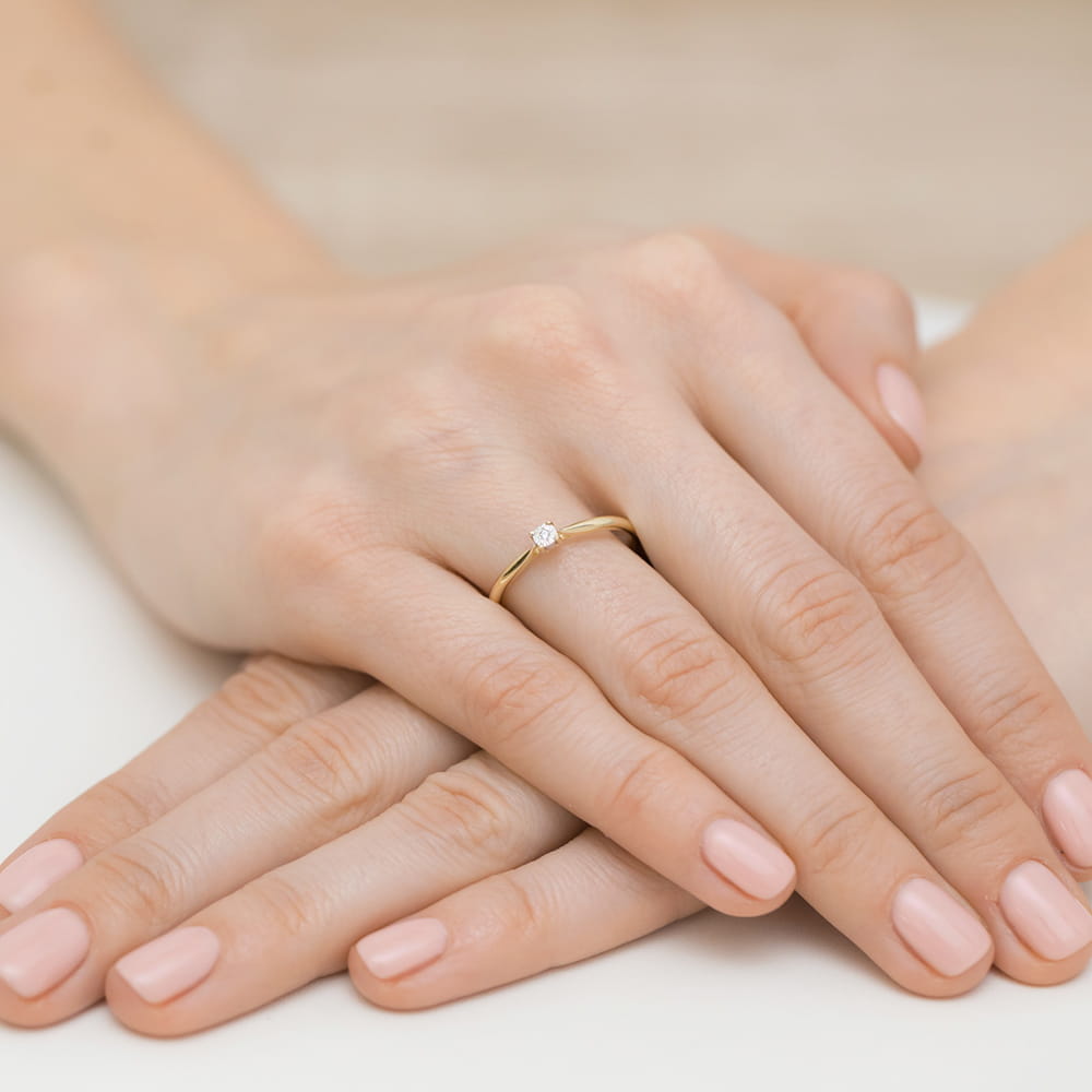 Inel Aur 9K cu Diamant Natural 0.01 ct