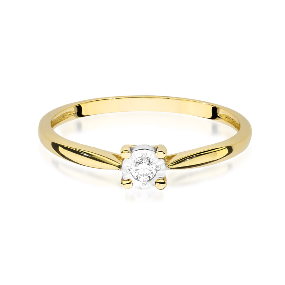 Inel Aur 9K cu Diamant Natural 0.08 ct