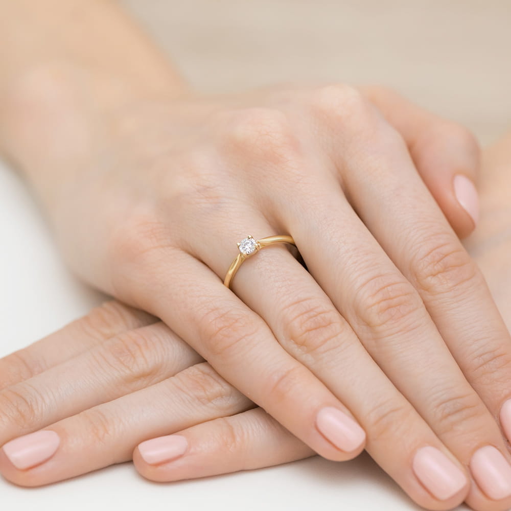 Inel Aur 9K cu Diamant Natural 0.08 ct