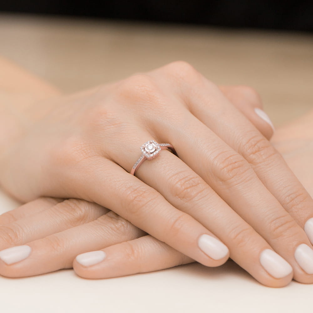 Inel Aur 14K W462 Diamant Cultivat 0.21ct
