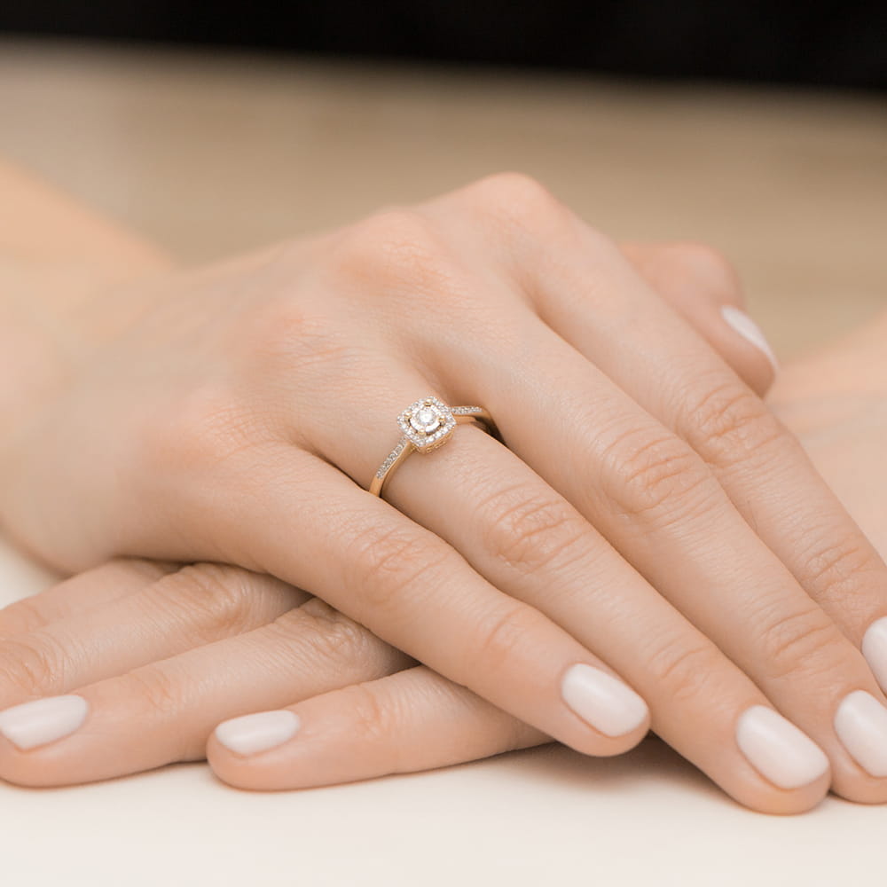 Inel Aur 9K cu Diamante de Laborator 0.21 ct