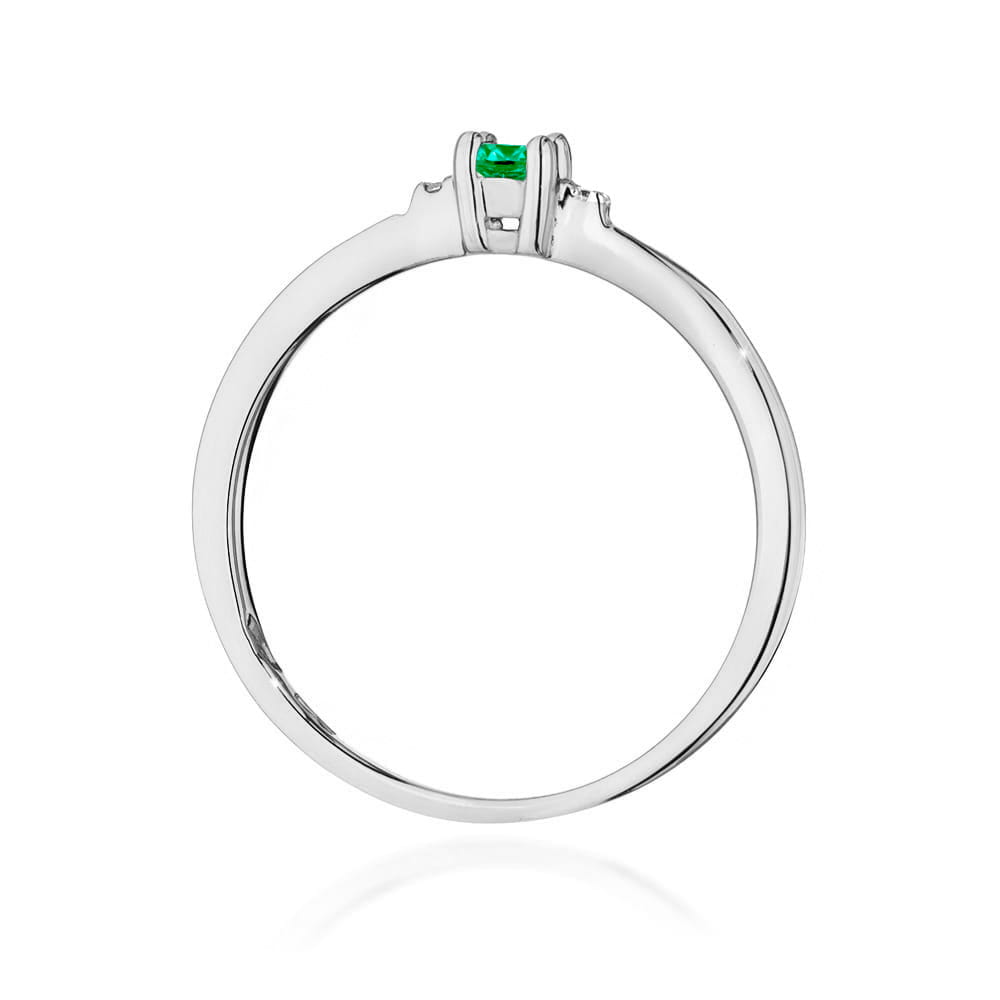 Inel Aur 14K cu Smarald 0.15 ct si Diamante 0.01 ct