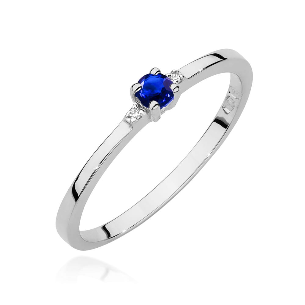 Inel Aur 14K cu Safir 0.15 ct si Diamante 0.01 ct