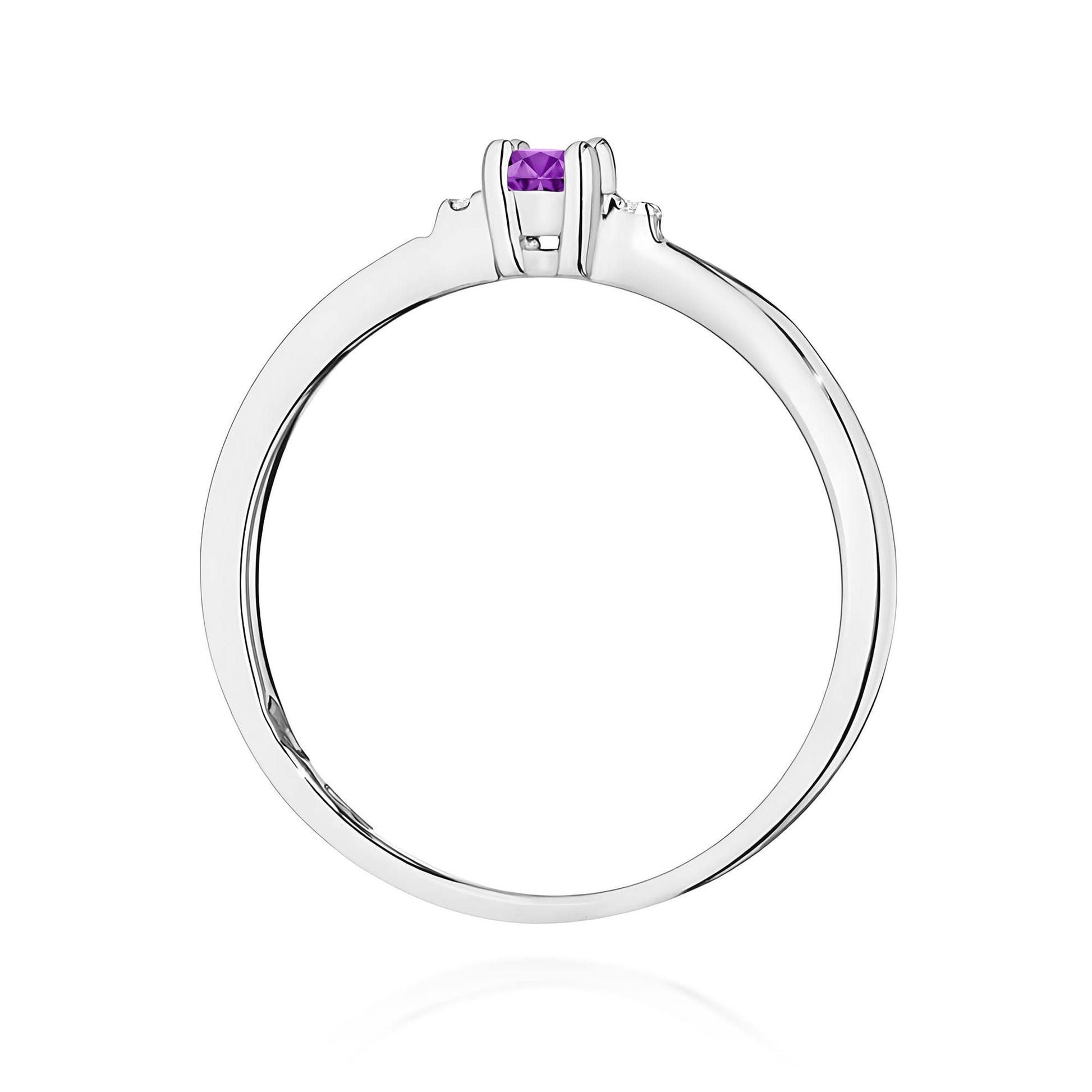 Inel Aur 9K cu Ametist 0.10 ct si Diamante Naturale 0.01 ct