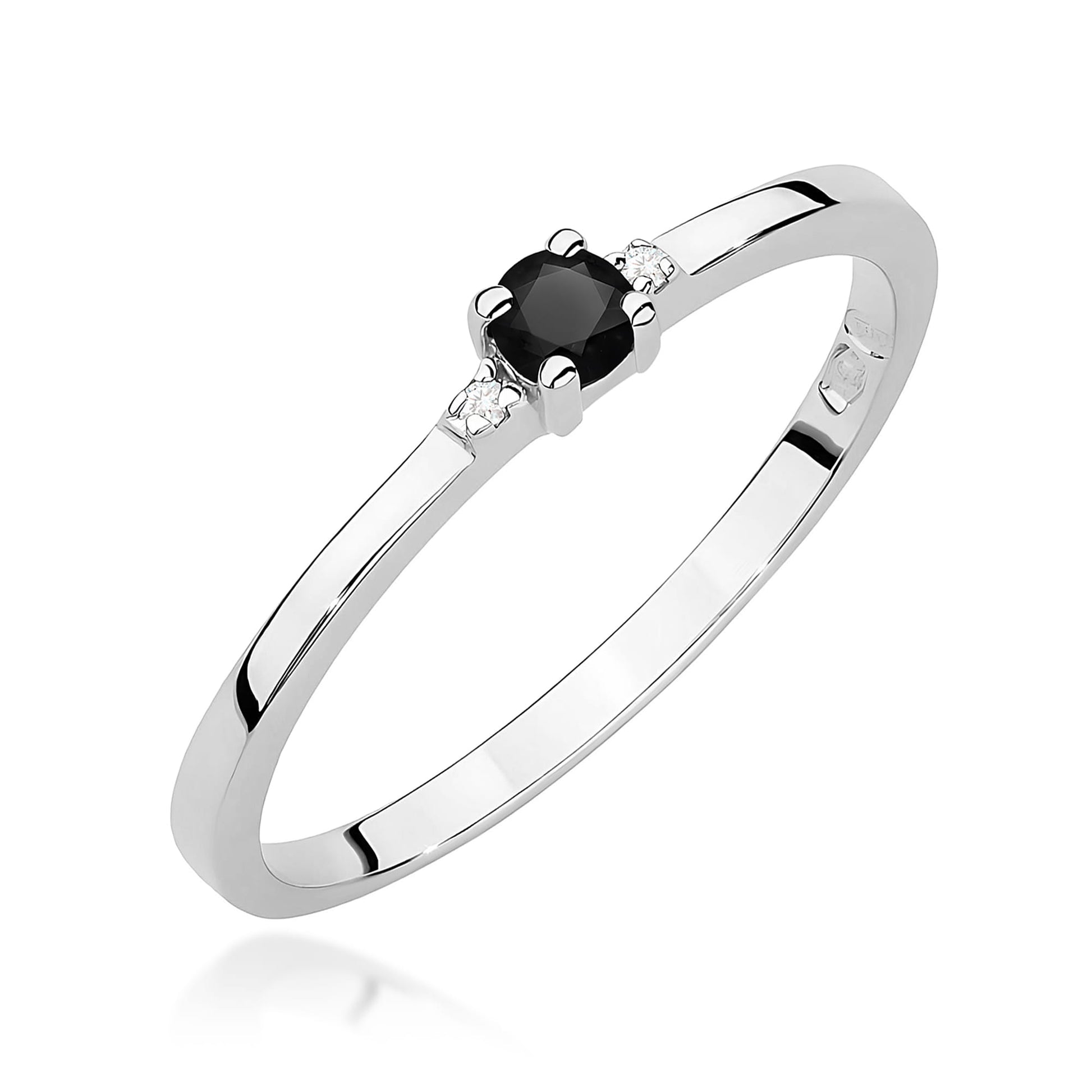 Inel Aur 9K cu Diamante Naturale Albe si Negre 0.13 ct