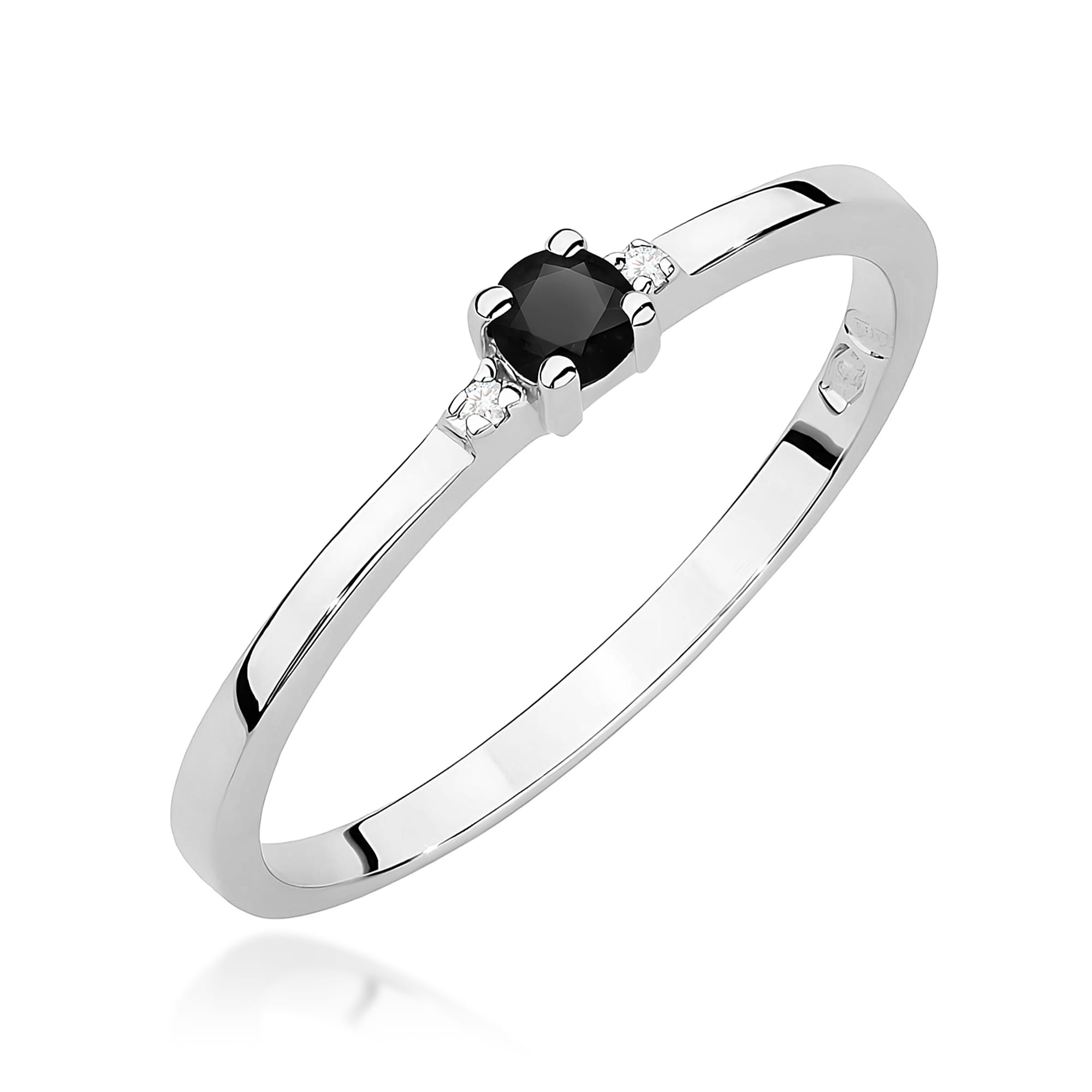 Inel Aur 9K cu Diamante Naturale Albe si Negre 0.13 ct