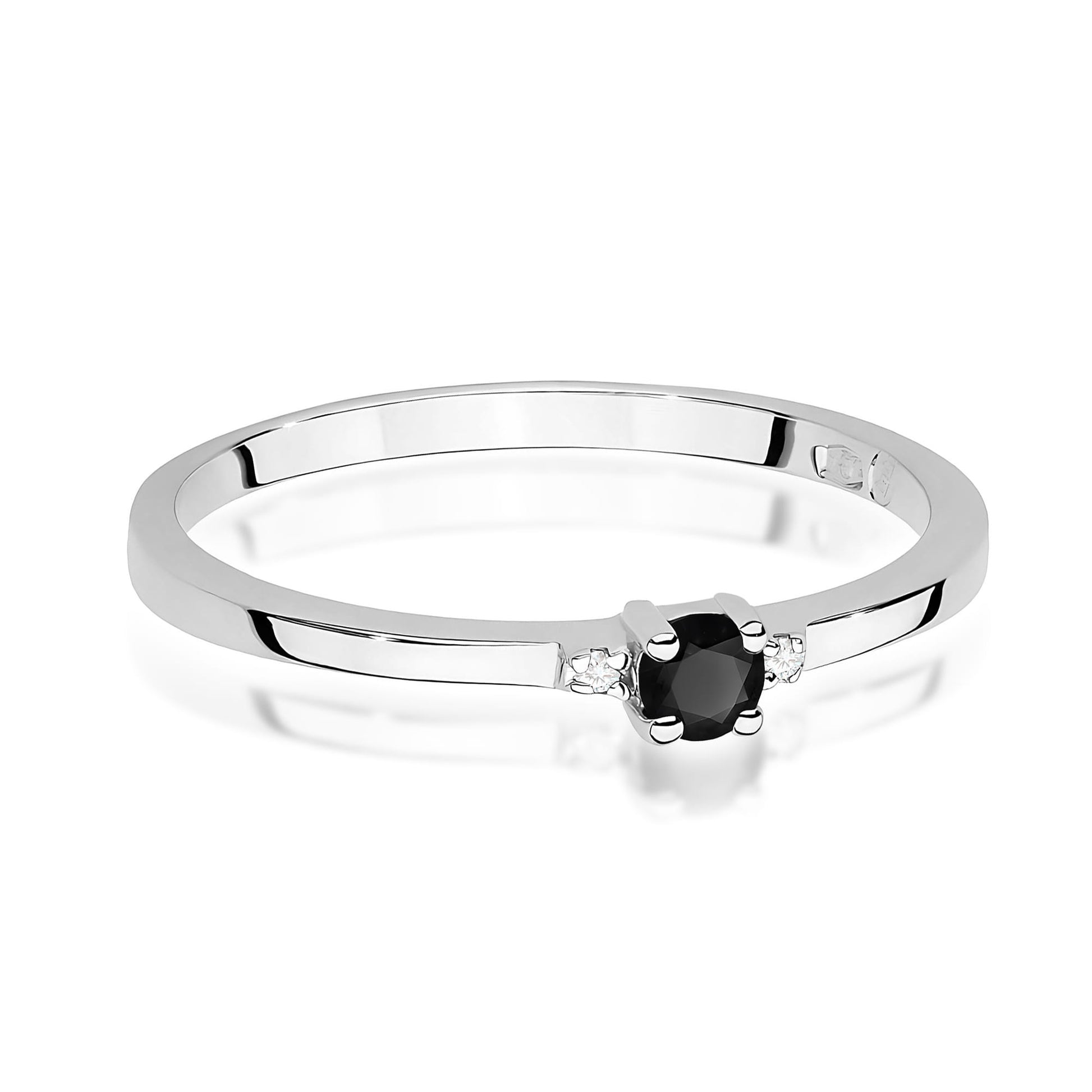 Inel Aur 9K cu Diamante Naturale Albe si Negre 0.13 ct