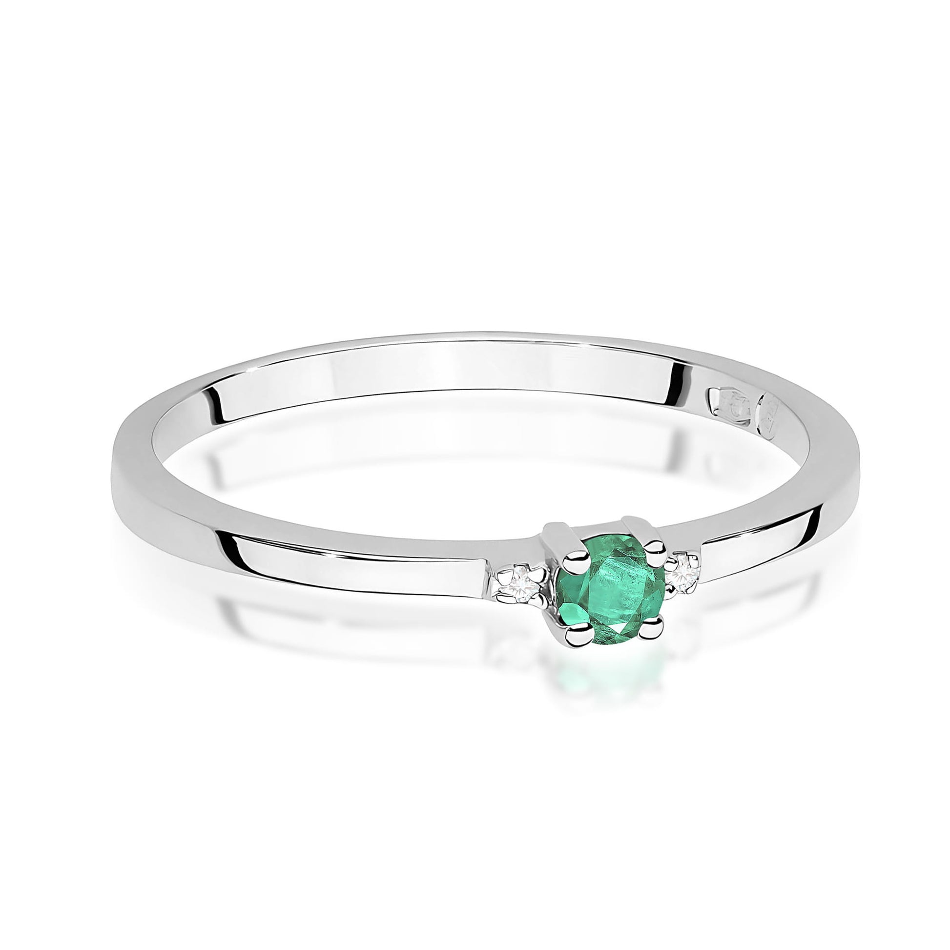 Inel Aur 9K cu Smarald 0.15 ct si Diamante Naturale 0.01 ct