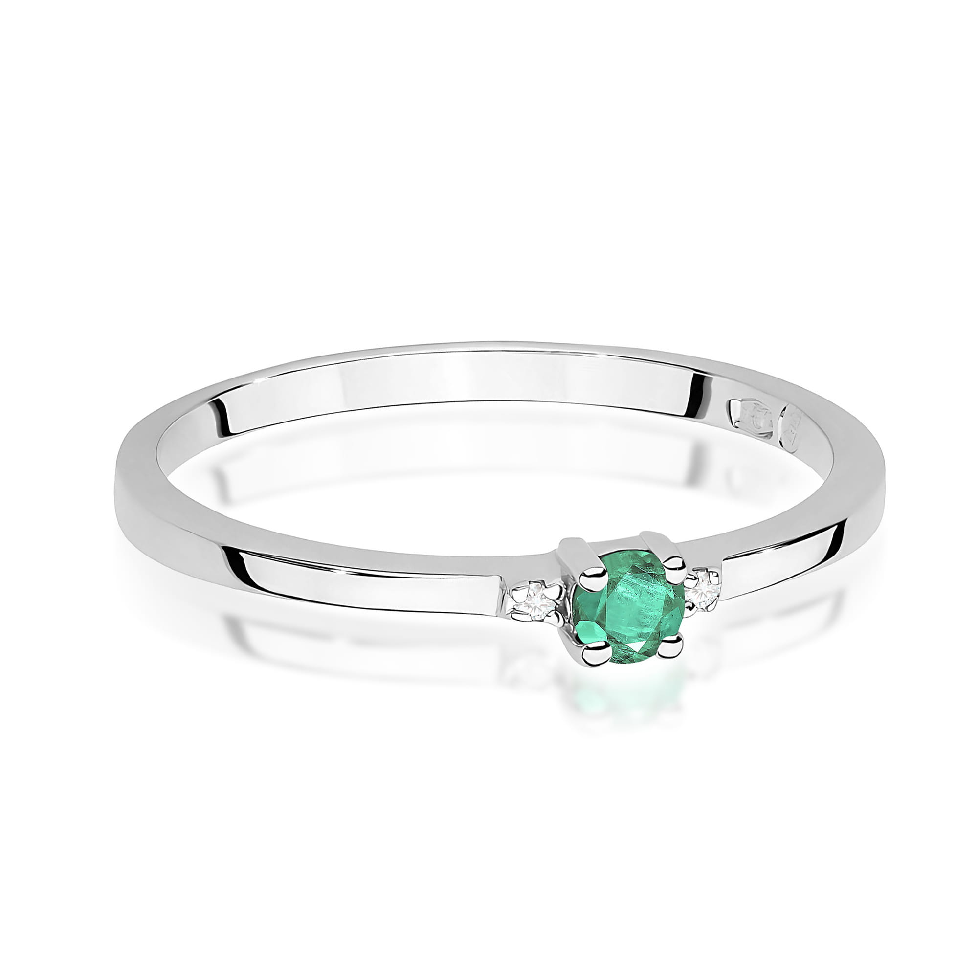 Inel Aur 9K cu Smarald 0.15 ct si Diamante Naturale 0.01 ct