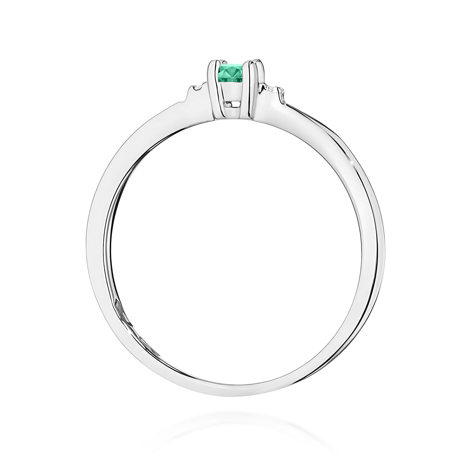 Inel Aur 9K cu Smarald 0.15 ct si Diamante Naturale 0.01 ct