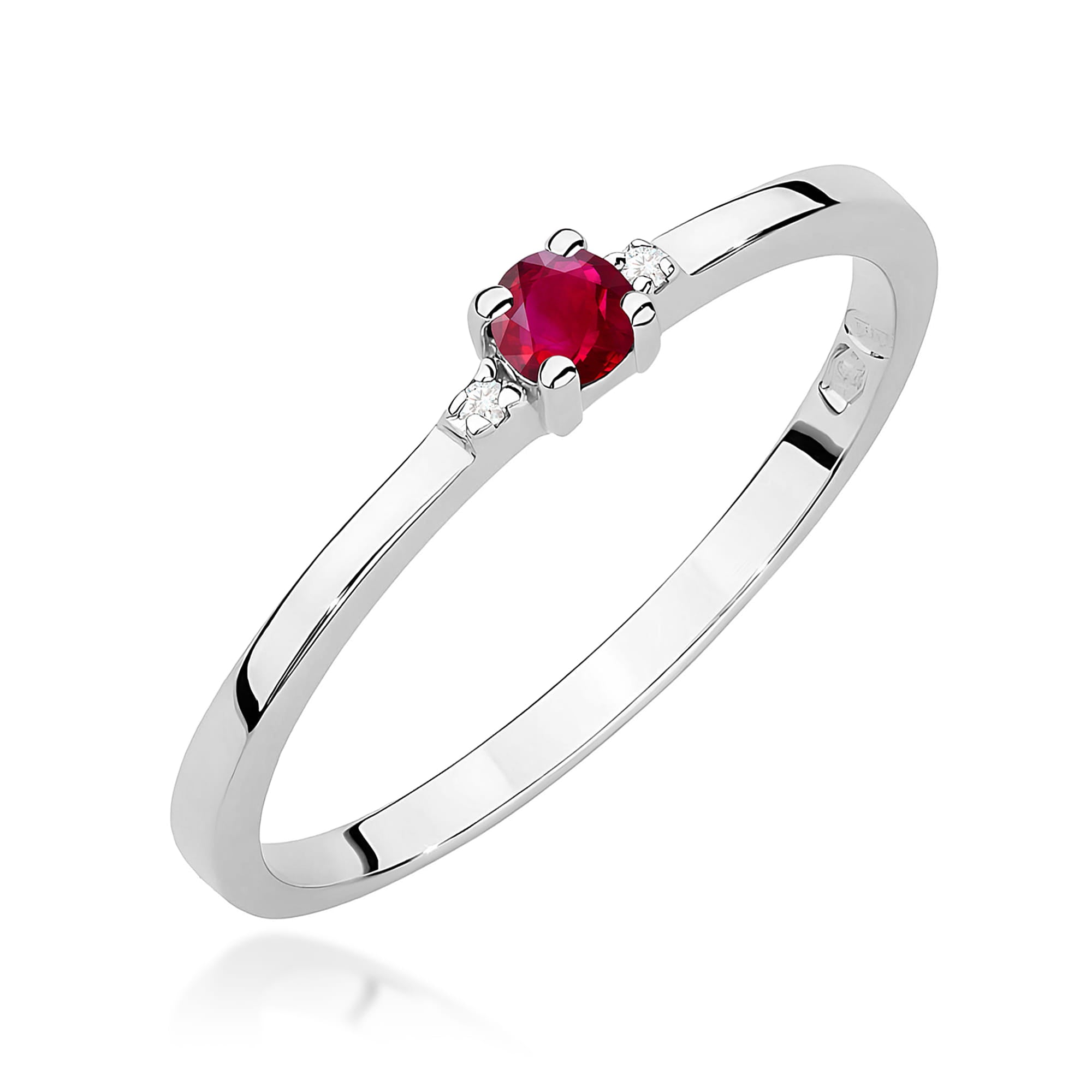 Inel Aur 9K cu Rubin 0.15 ct si Diamante Naturale 0.01 ct