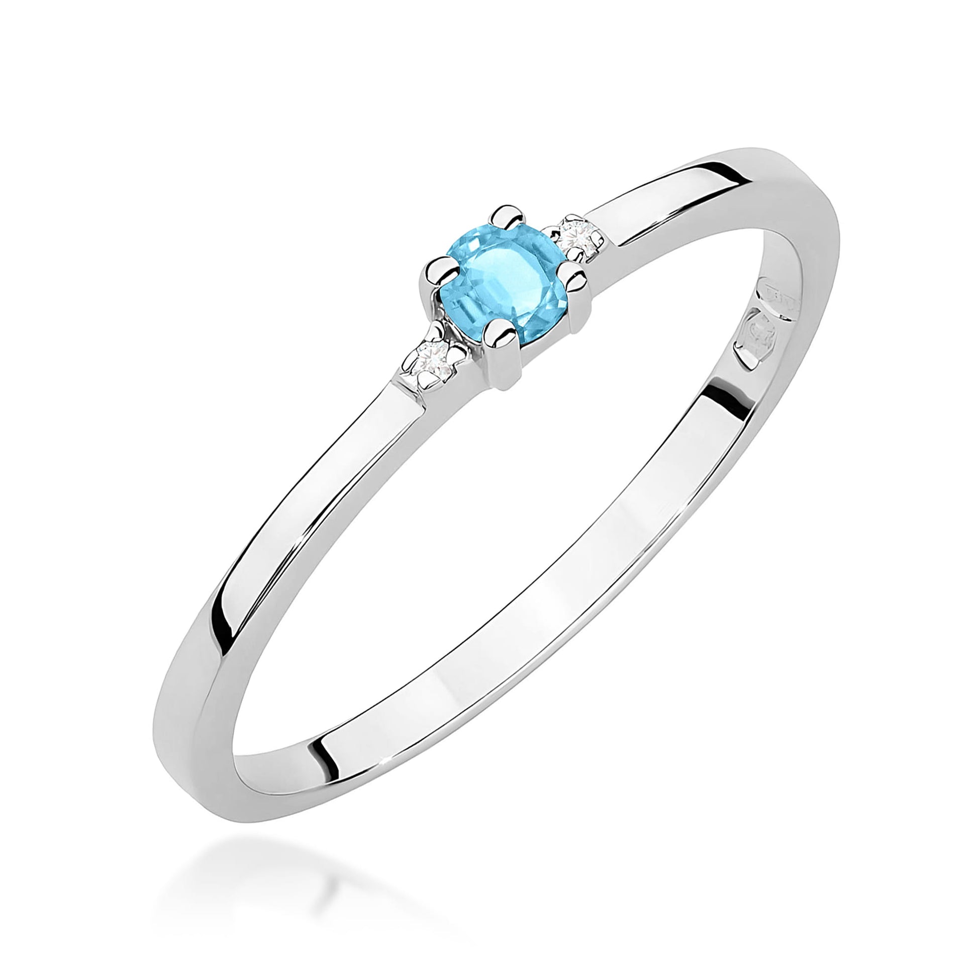 Inel Aur 9K cu Topaz Swiss 0.15 ct si Diamante Naturale 0.01 ct