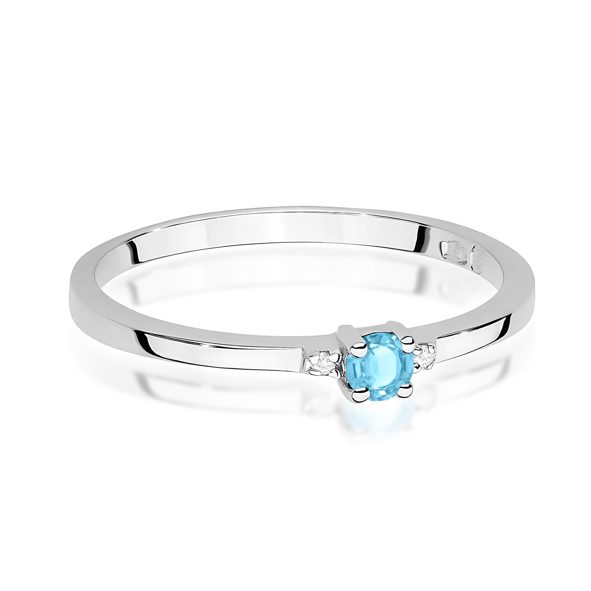 Inel Aur 9K cu Topaz Swiss 0.15 ct si Diamante Naturale 0.01 ct