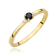 Inel Aur 9K cu Diamante Naturale Albe si Negre 0.13 ct