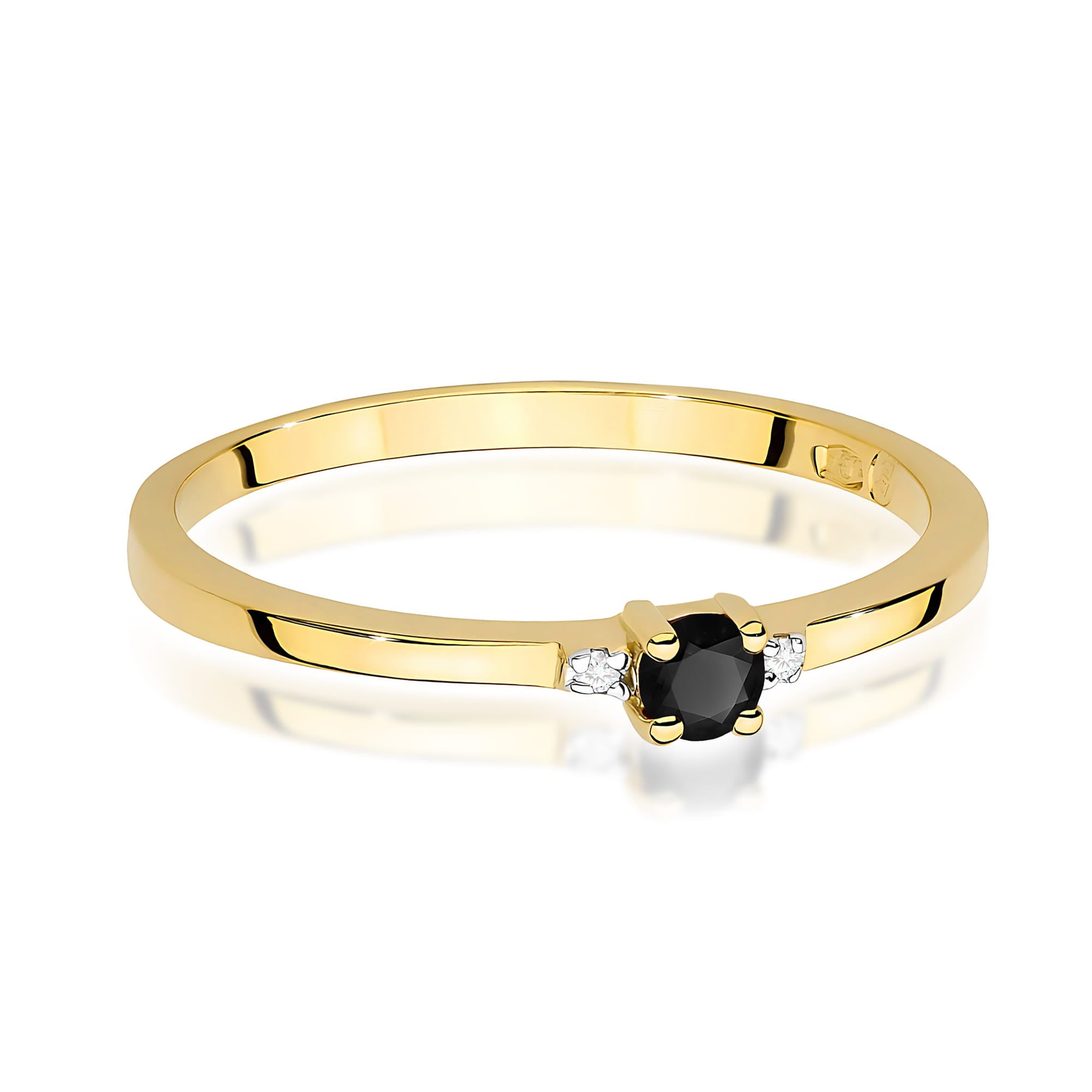 Inel Aur 9K cu Diamante Naturale Albe si Negre 0.13 ct