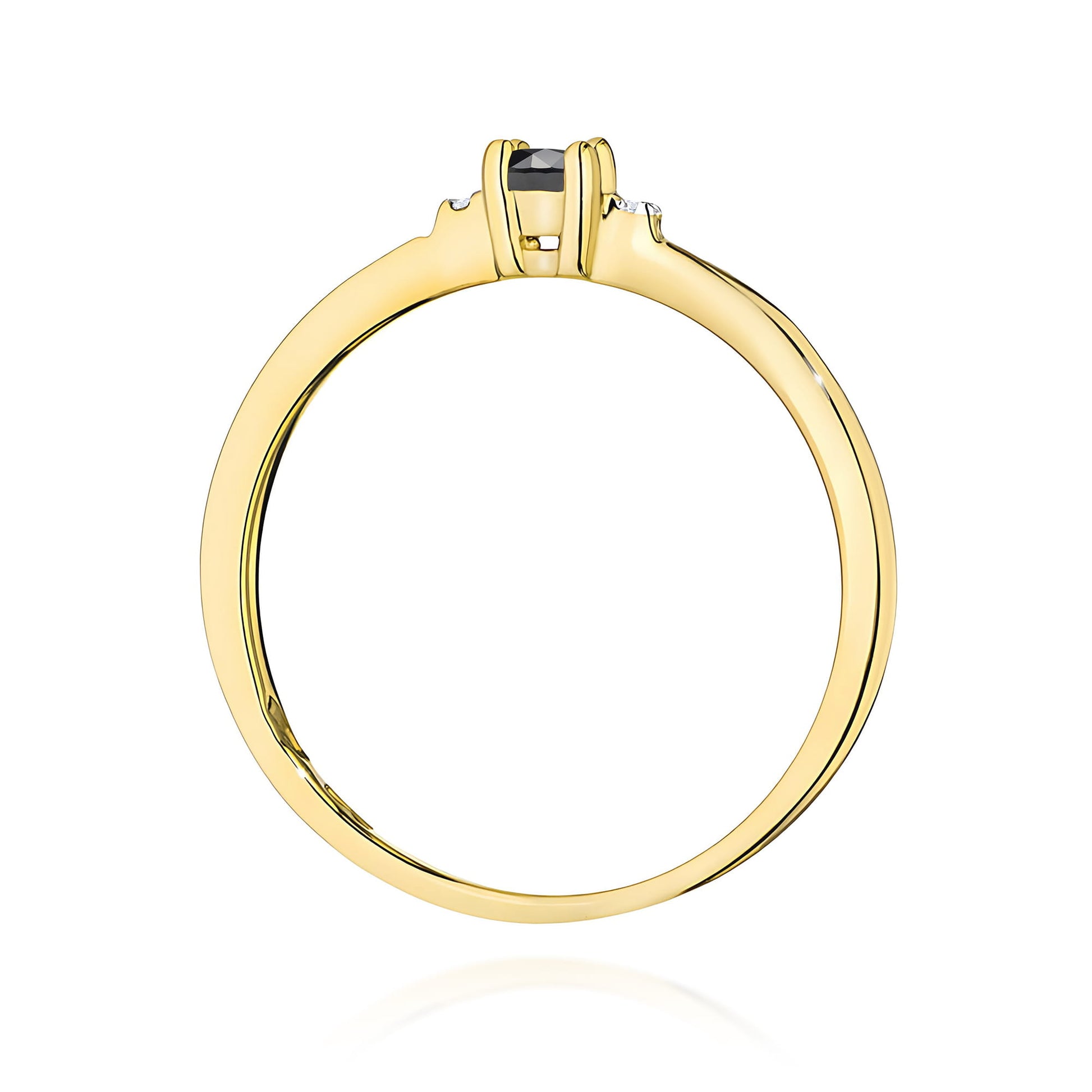 Inel Aur 9K cu Diamante Naturale Albe si Negre 0.13 ct