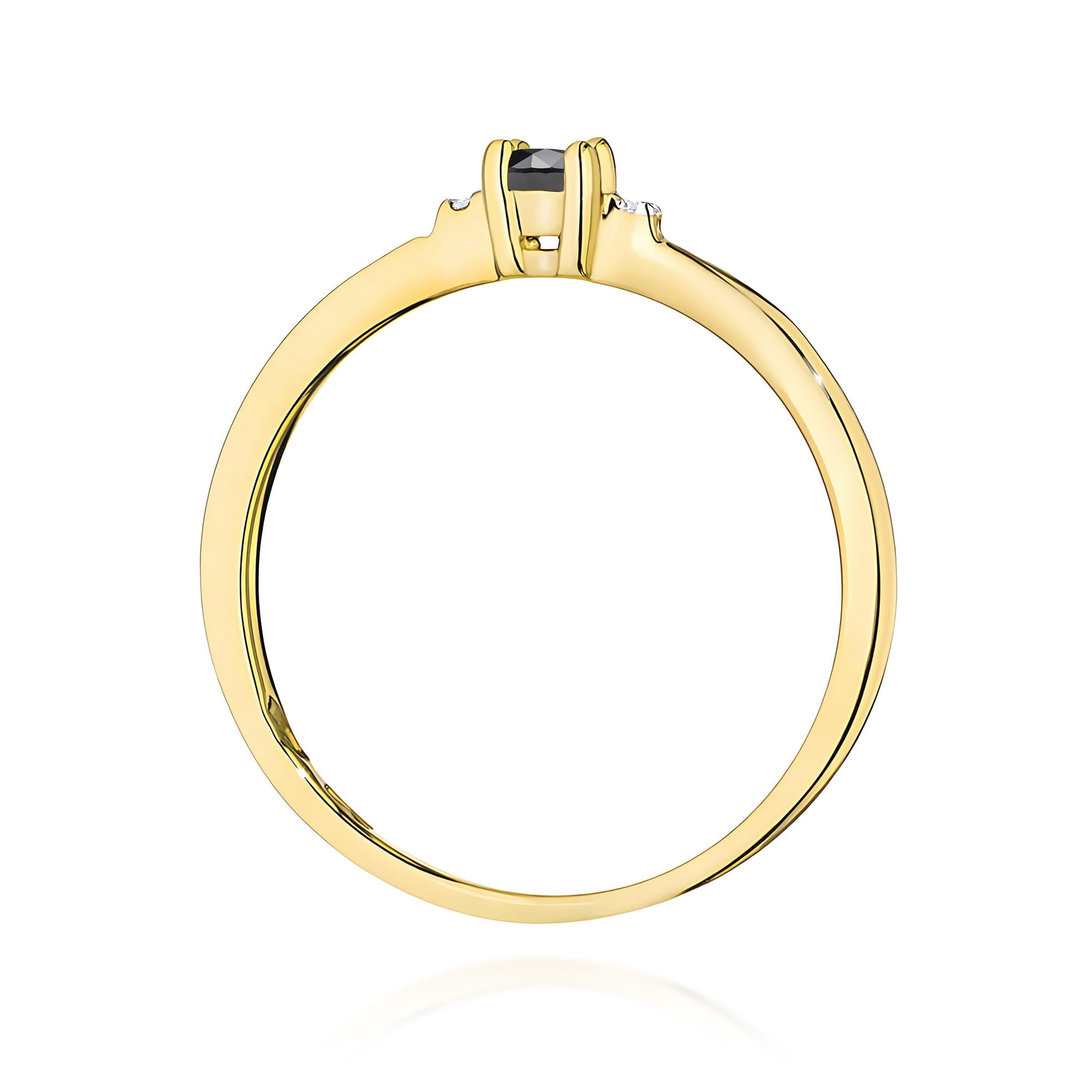 Inel Aur 9K cu Diamante Naturale Albe si Negre 0.13 ct