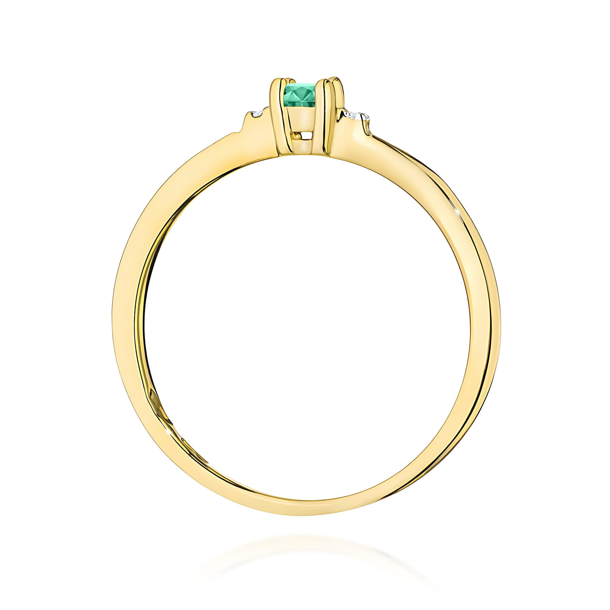 Inel Aur 9K cu Smarald 0.15 ct si Diamante Naturale 0.01 ct