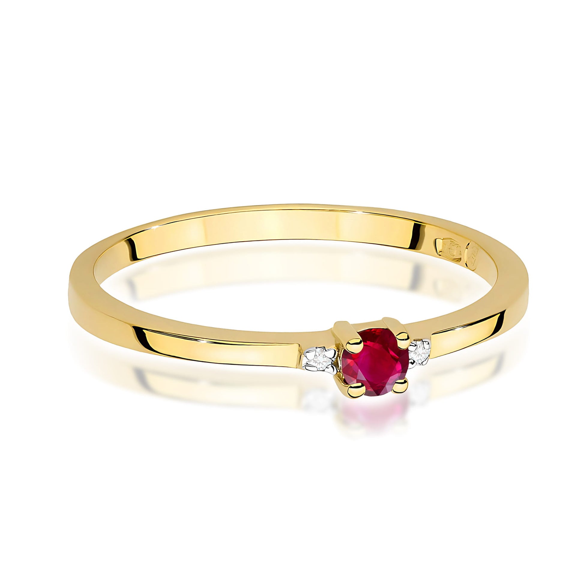 Inel Aur 9K cu Rubin 0.15 ct si Diamante Naturale 0.01 ct
