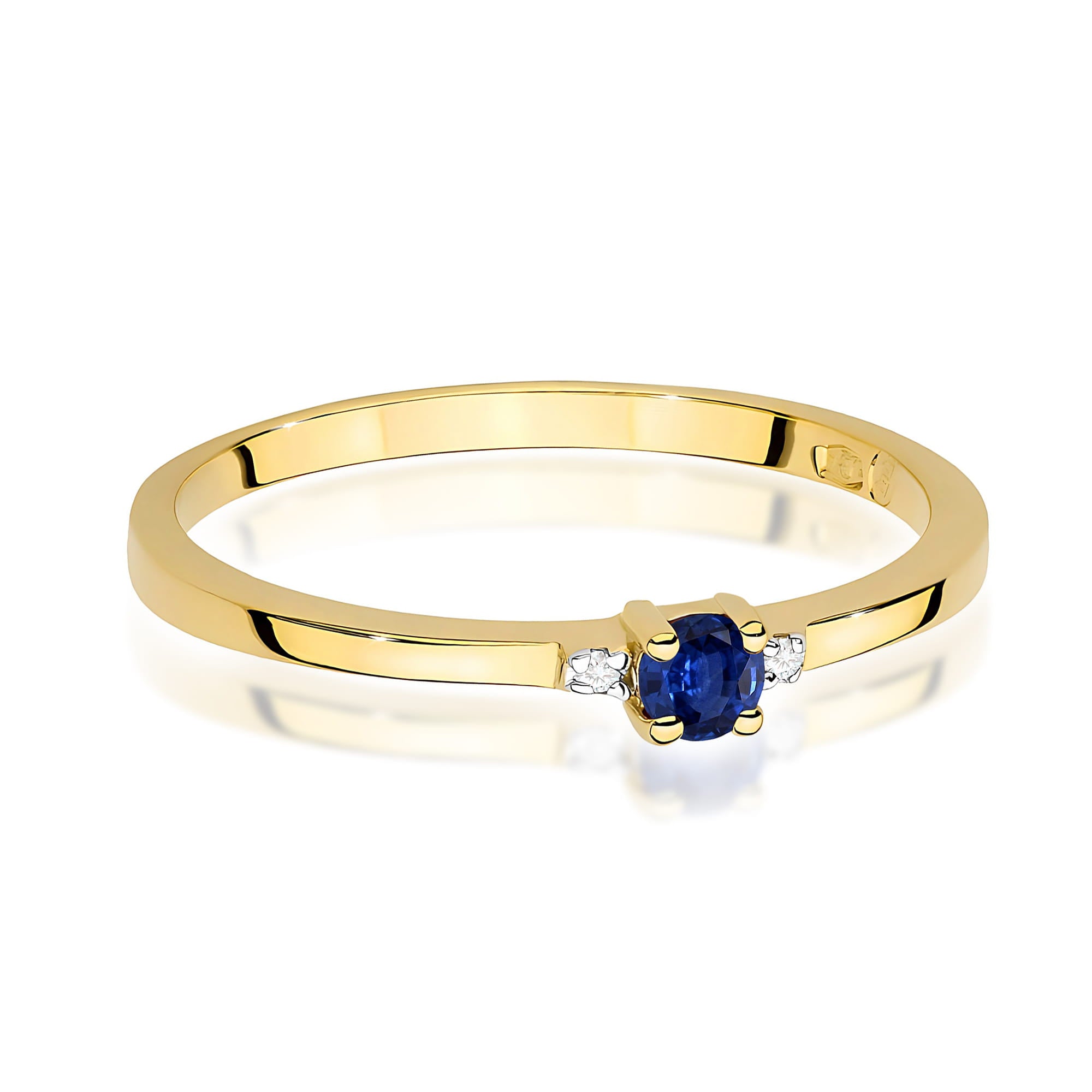Inel Aur 9K cu Safir 0.15 ct si Diamante Naturale 0.01 ct