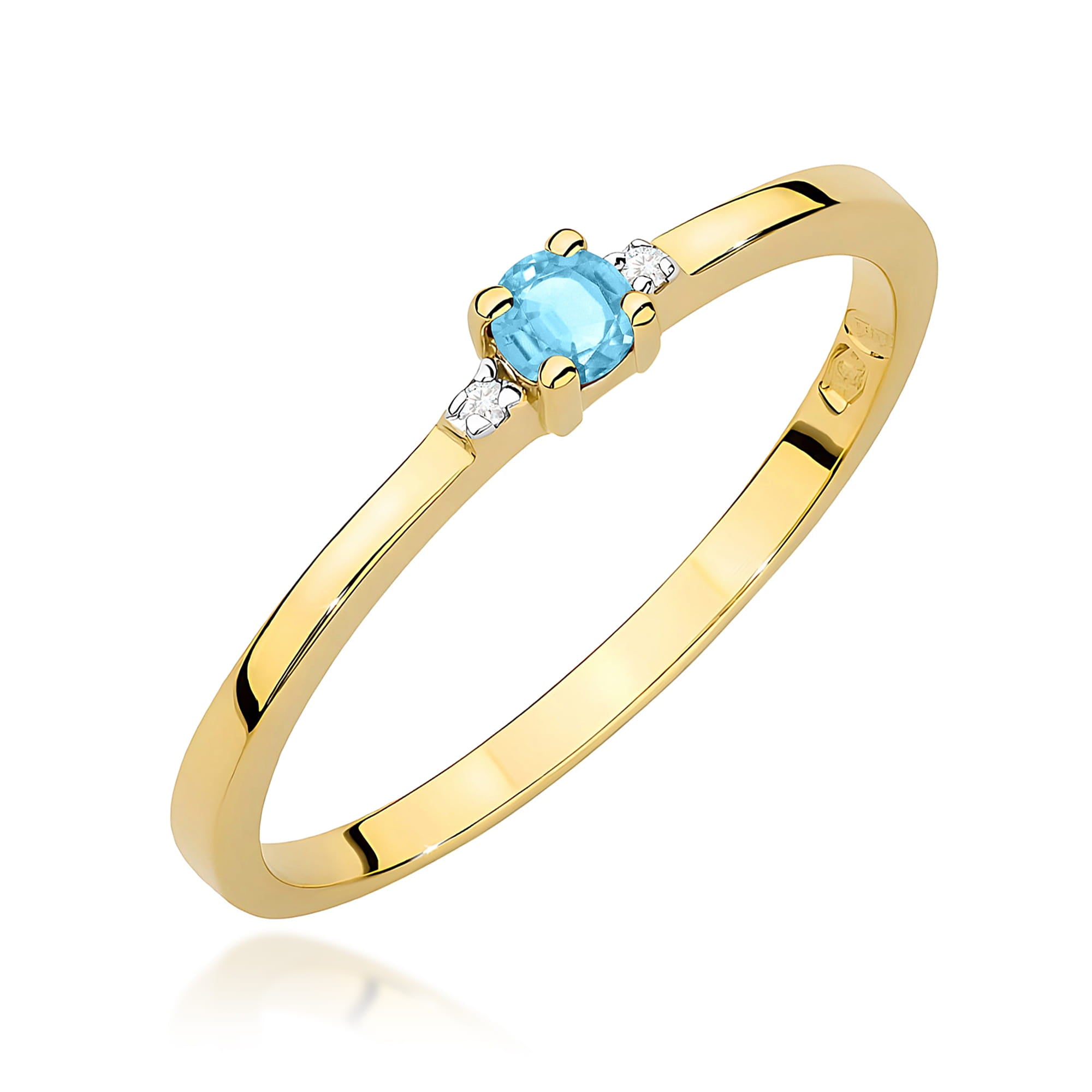 Inel Aur 9K cu Topaz Swiss 0.15 ct si Diamante Naturale 0.01 ct