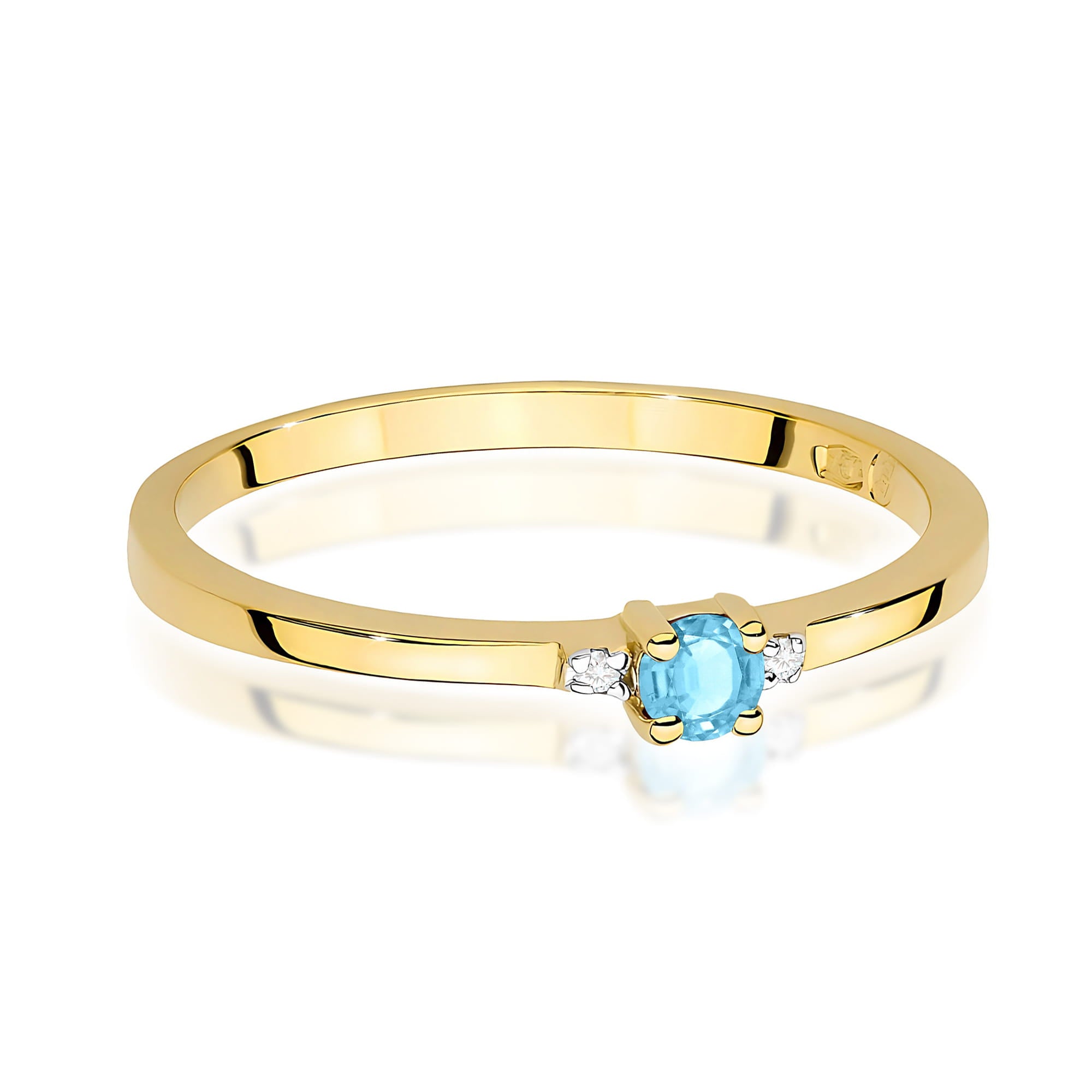 Inel Aur 9K cu Topaz Swiss 0.15 ct si Diamante Naturale 0.01 ct