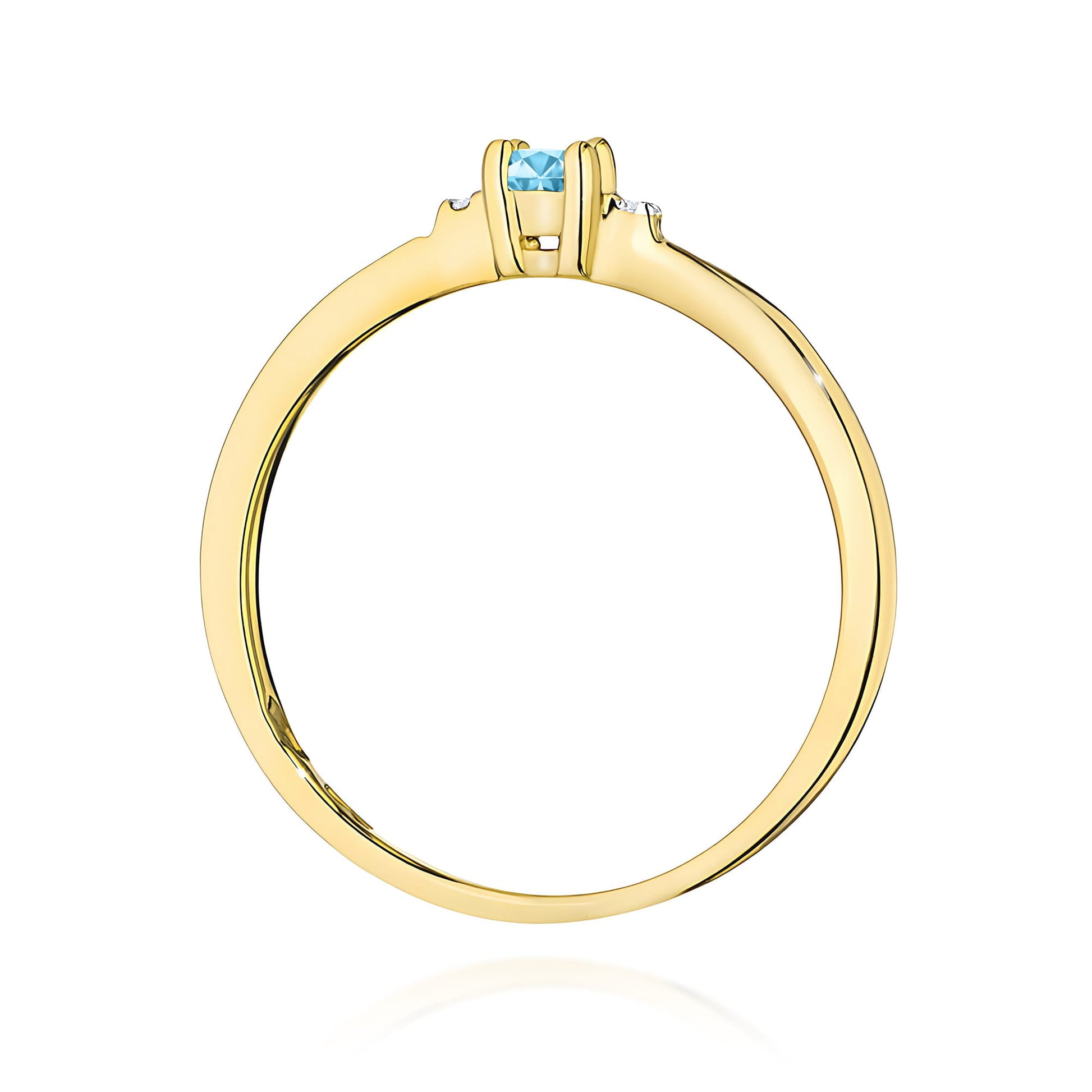 Inel Aur 9K cu Topaz Swiss 0.15 ct si Diamante Naturale 0.01 ct