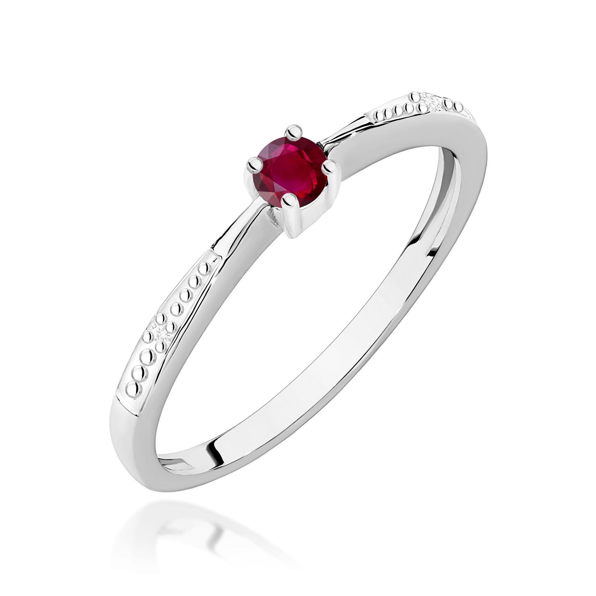 Inel Aur 9K cu Rubin 0.15 ct si Diamante Naturale 0.01 ct