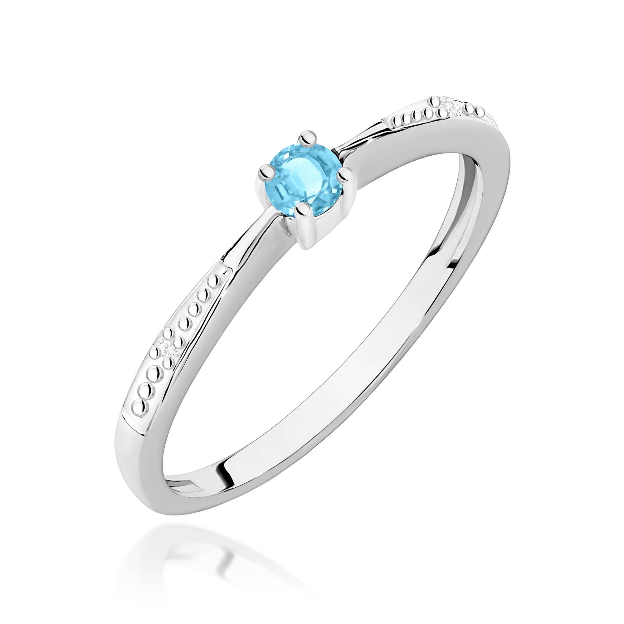 Inel Aur 9K cu Topaz Swiss 0.15 ct si Diamante Naturale 0.01 ct