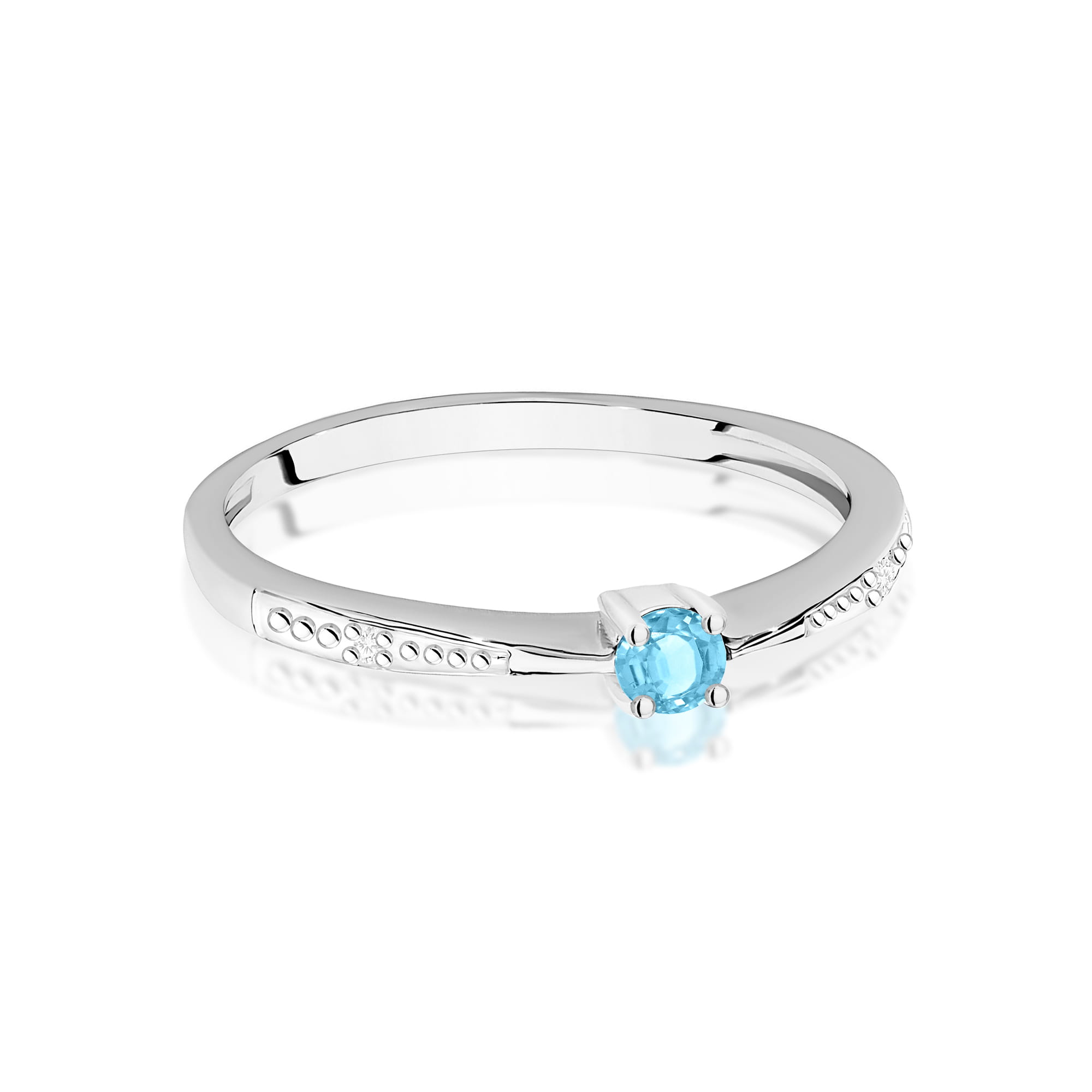 Inel Aur 9K cu Topaz Swiss 0.15 ct si Diamante Naturale 0.01 ct