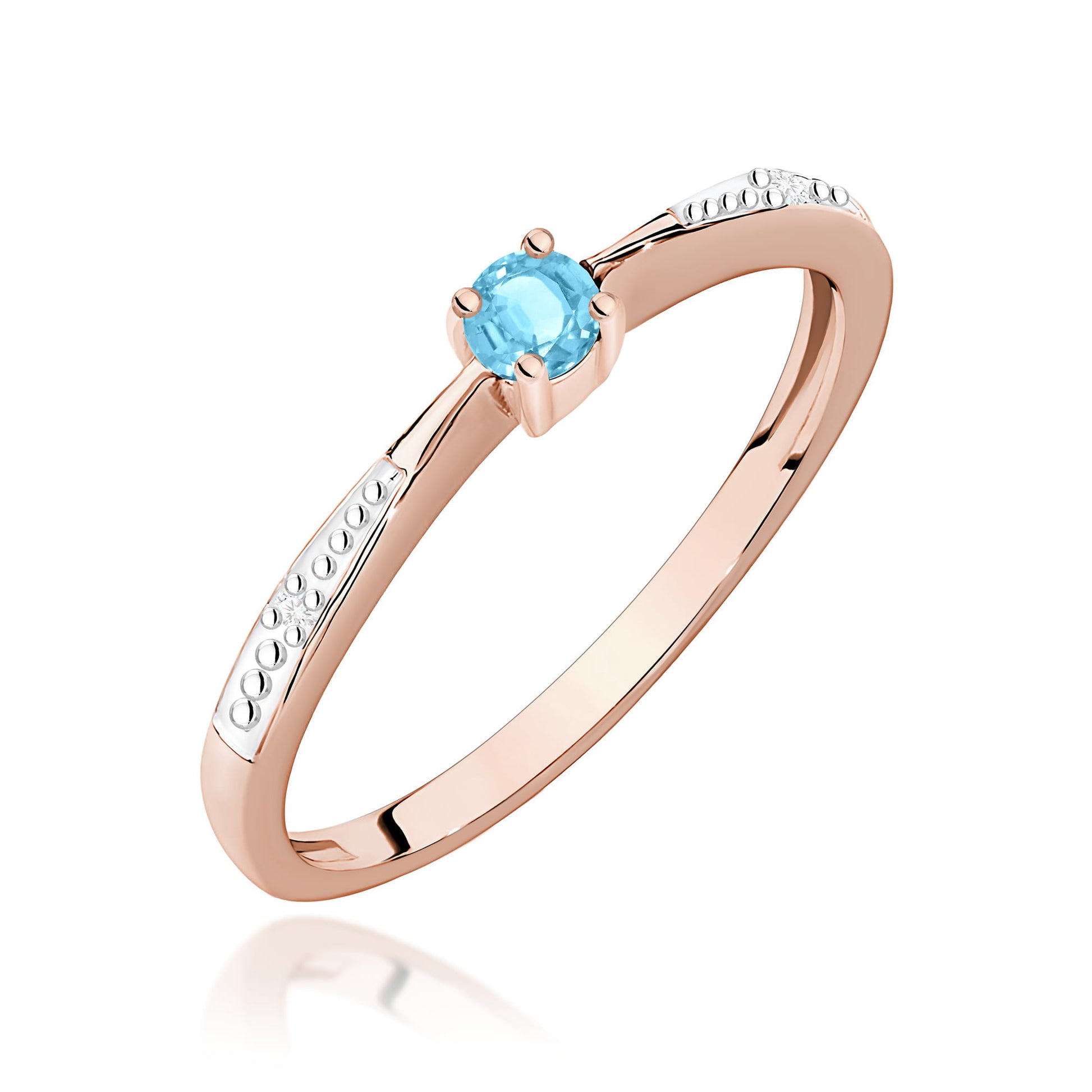 Inel Aur 14K cu Topaz Swiss 0.15 ct si Diamante Naturale 0.01 ct