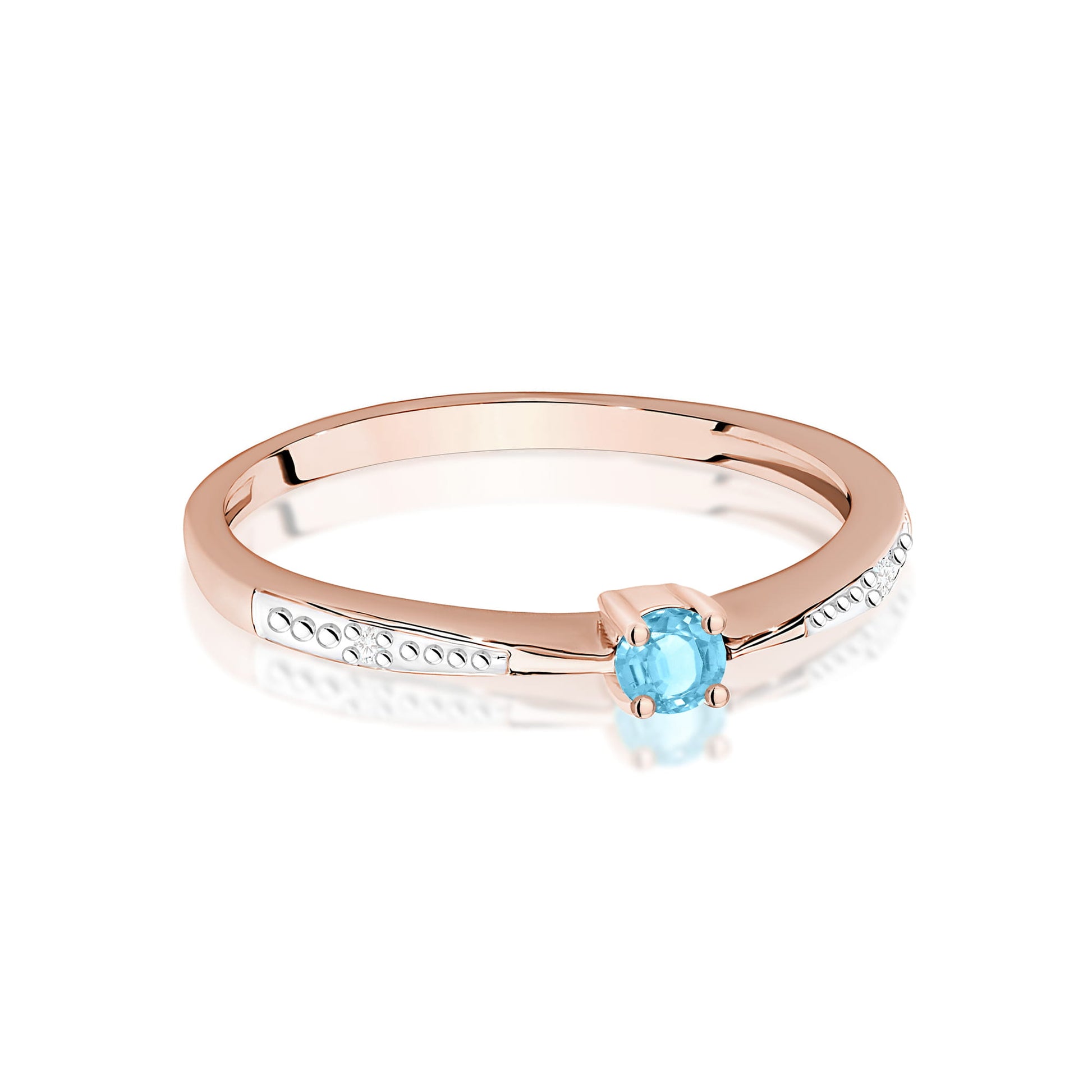 Inel Aur 14K cu Topaz Swiss 0.15 ct si Diamante Naturale 0.01 ct