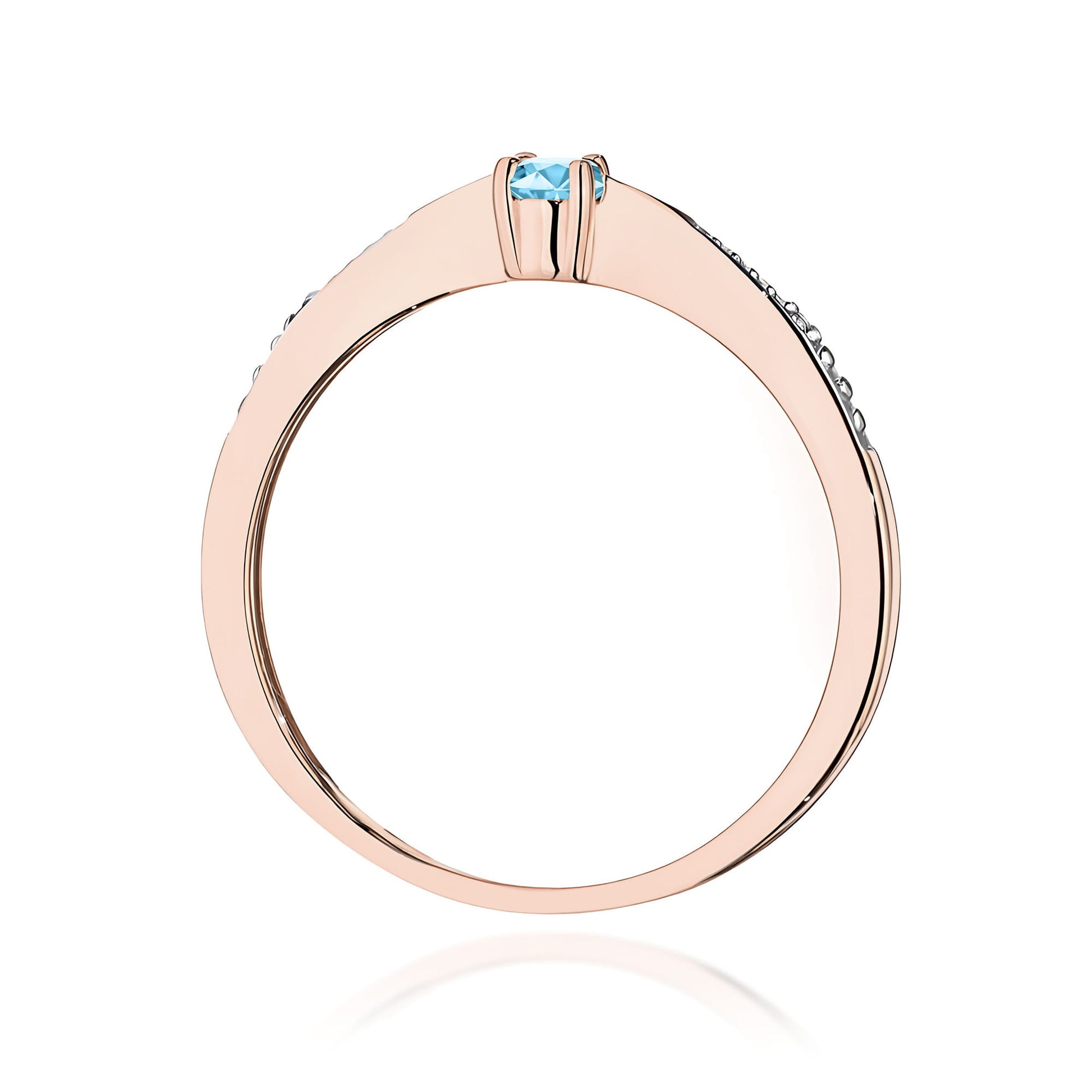 Inel Aur 14K cu Topaz Swiss 0.15 ct si Diamante Naturale 0.01 ct