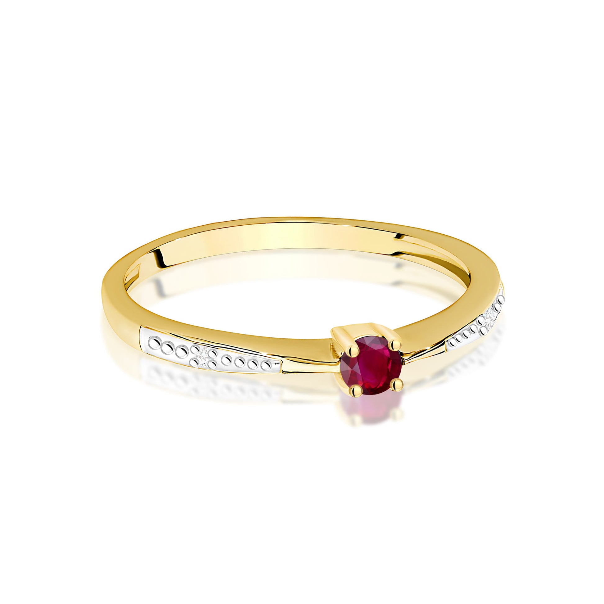 Inel Aur 9K cu Rubin 0.15 ct si Diamante Naturale 0.01 ct