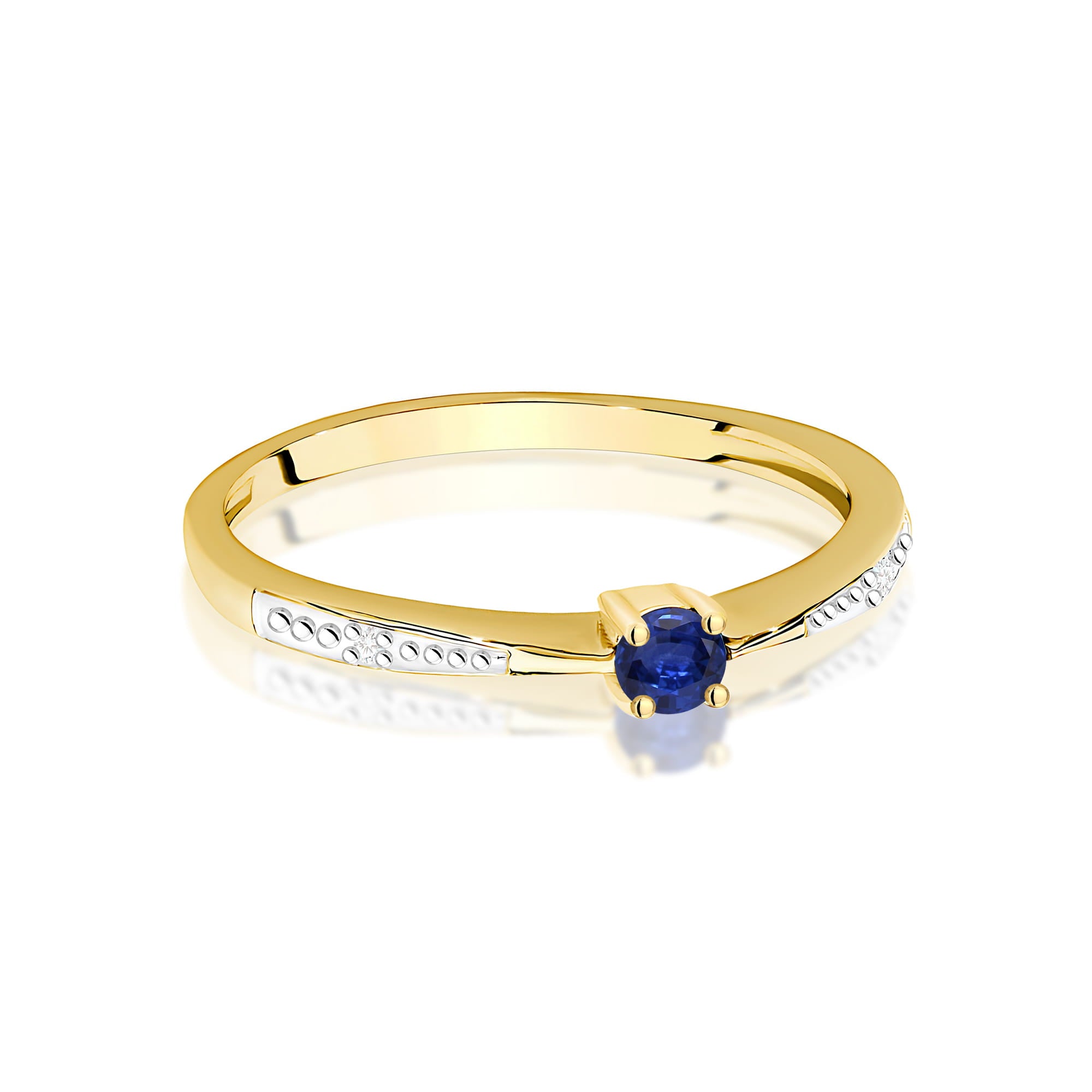 Inel Aur 9K cu Safir 0.15 ct si Diamante Naturale 0.01 ct
