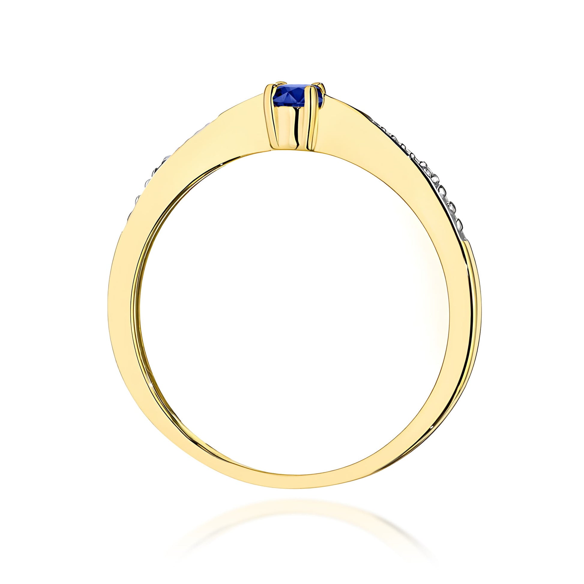 Inel Aur 9K cu Safir 0.15 ct si Diamante Naturale 0.01 ct