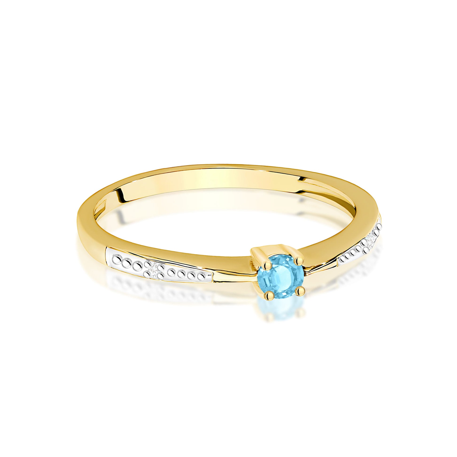Inel Aur 9K cu Topaz Swiss 0.15 ct si Diamante Naturale 0.01 ct