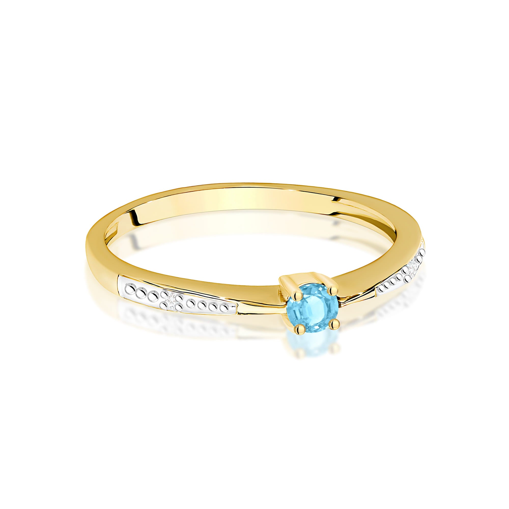 Inel Aur 9K cu Topaz Swiss 0.15 ct si Diamante Naturale 0.01 ct