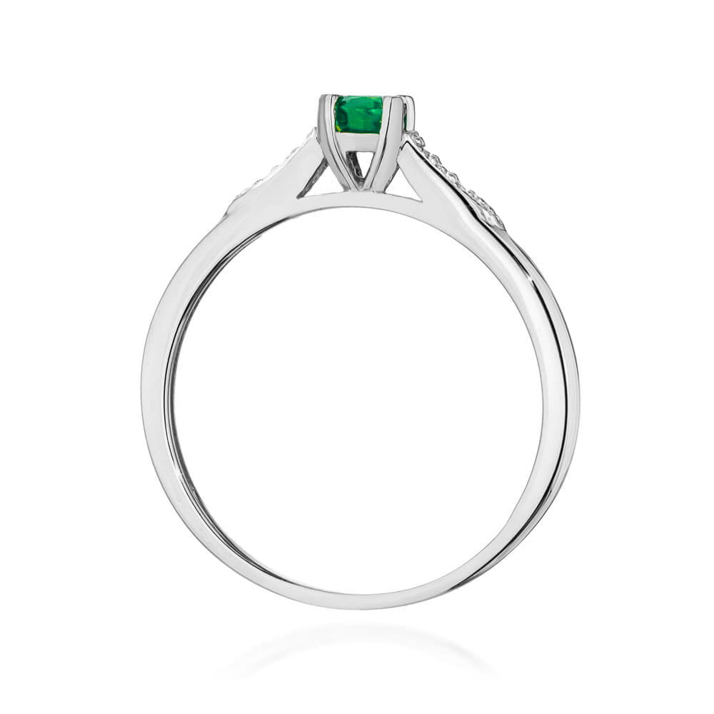 Inel Aur 9K cu Smarald 0.30 ct si Diamante Naturale 0.03 ct