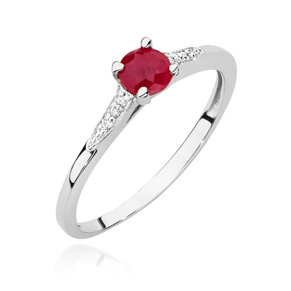 Inel Aur 9K cu Rubin 0.30 ct si Diamante Naturale 0.03 ct