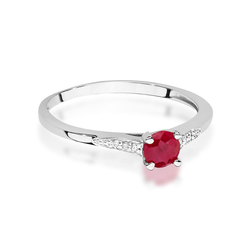 Inel Aur 9K cu Rubin 0.30 ct si Diamante Naturale 0.03 ct