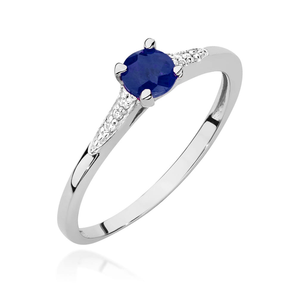 Inel Aur 9K cu Safir 0.30 ct si Diamante Naturale 0.03 ct