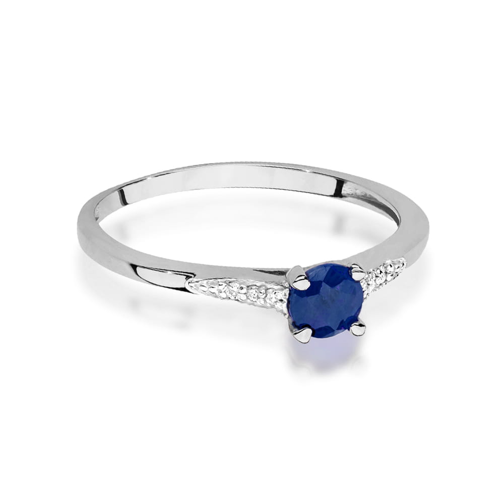 Inel Aur 9K cu Safir 0.30 ct si Diamante Naturale 0.03 ct